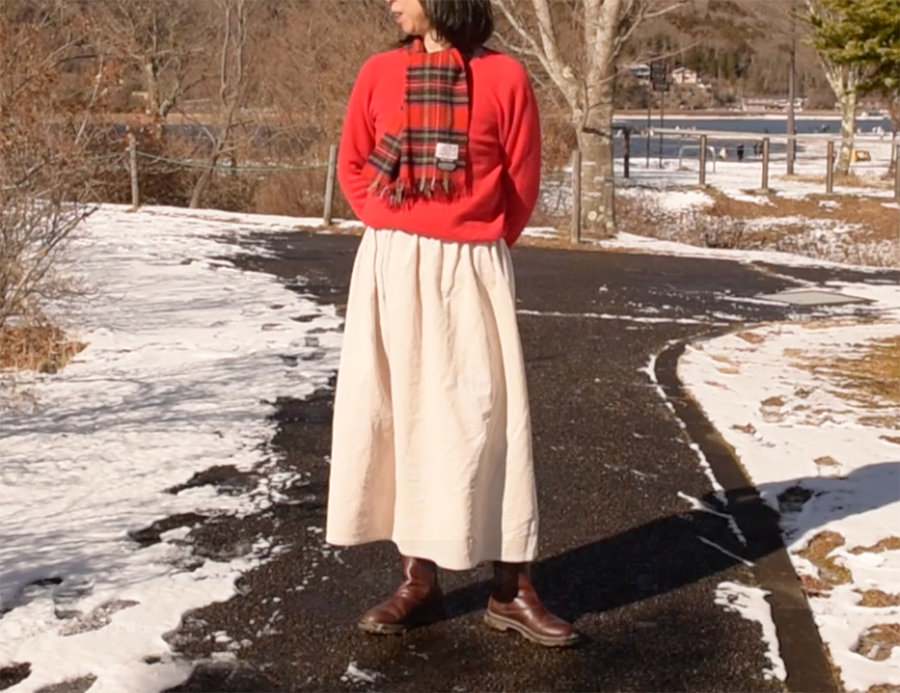 カンタンスリットギャザースカート